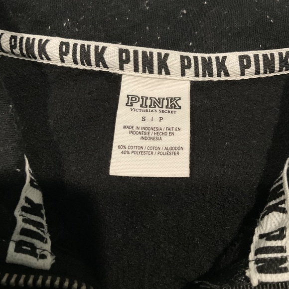 Victoria's Secret LOVE PINK 1/4 Zip Black Jacket Sweatshirt Women's Size Small - Picture 6 of 7